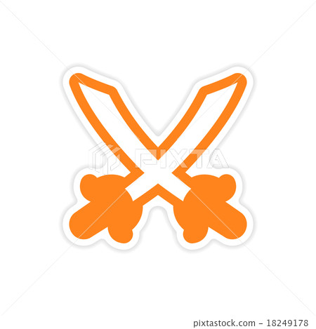 sticker Bright crossed swords on a white sticker Bright crossed swords on a white 18249178