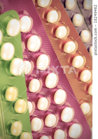 Colorful strips of oral contraceptive pill. Colorful strips of oral contraceptive pill. 18249462