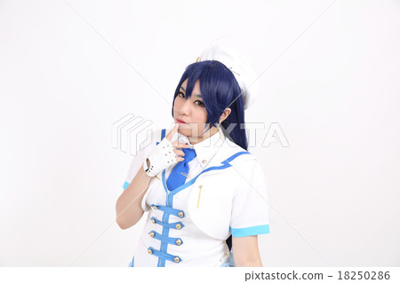 Portrait Cosplay dancing girl isolated in white background Portrait Cosplay dancing girl isolated in white background 18250286