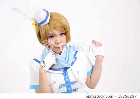 Portrait Cosplay dancing girl isolated in white background Portrait Cosplay dancing girl isolated in white background 18250287