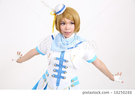 Portrait Cosplay dancing girl isolated in white background Portrait Cosplay dancing girl isolated in white background 18250288