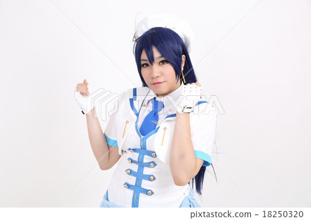 Portrait Cosplay dancing girl isolated in white background Portrait Cosplay dancing girl isolated in white background 18250320