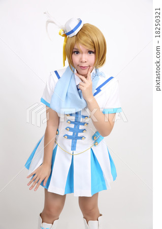 Portrait Cosplay dancing girl isolated in white background Portrait Cosplay dancing girl isolated in white background 18250321