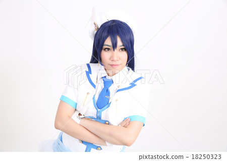 Portrait Cosplay dancing girl isolated in white background 18250323
