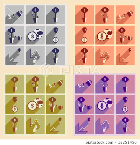 Modern flat icons vector collection with shadow - Stock Illustration ...