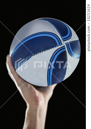 Close-up of of rugby player with arm raised Close-up of of rugby player with arm raised 18251624