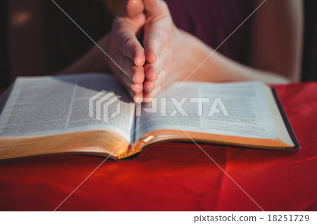 Woman praying with her bible 18251729