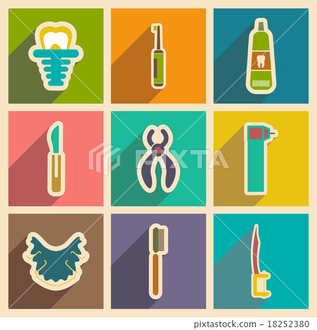 Icons of assembly stomatology in flat style 18252380