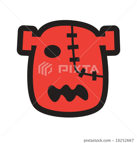 Flat with shadow Icon Zombie head on a bright 18252667