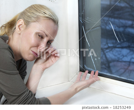 housewife cries, bad quality window has burst beca housewife cries, bad quality window has burst beca 18253249