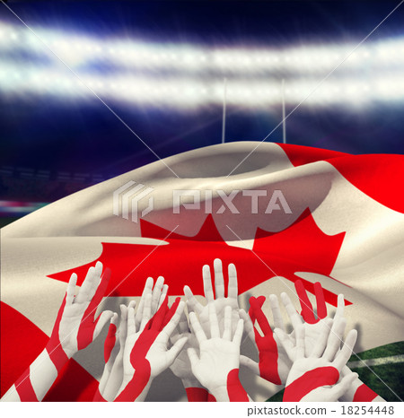 Composite image of people raising hands in the air Composite image of people raising hands in the air 18254448