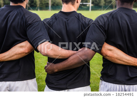 Rugby players standing together before match Rugby players standing together before match 18254491