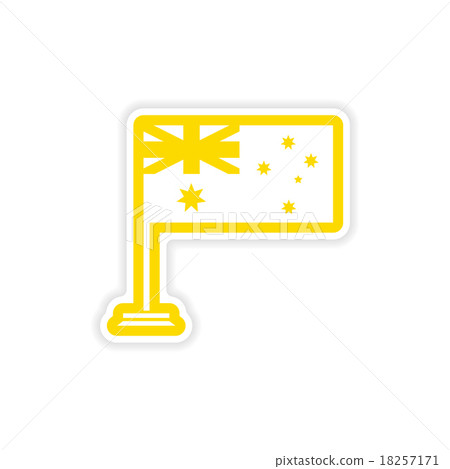paper sticker Australian flag on white background 18257171
