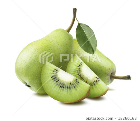Pears kiwi quarter pieces composition 2 isolated Pears kiwi quarter pieces composition 2 isolated 18260168