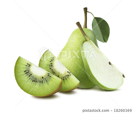 Pears kiwi quarter pieces composition isolated Pears kiwi quarter pieces composition isolated 18260169
