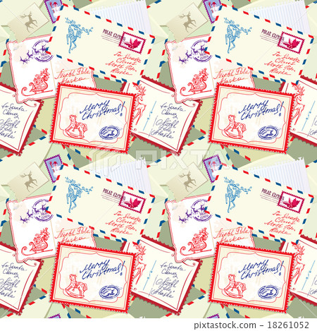 Seamless pattern with xmas stamps, envelops 18261052