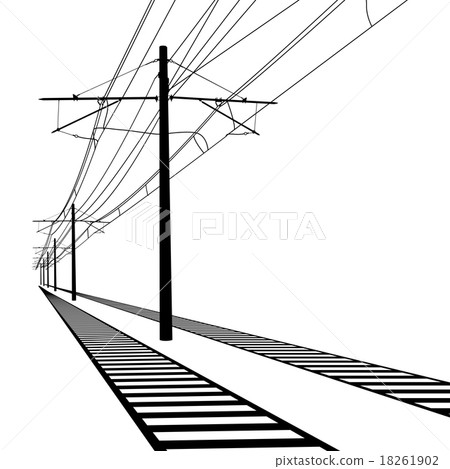 Railroad overhead lines. Contact wire. Vector . 18261902