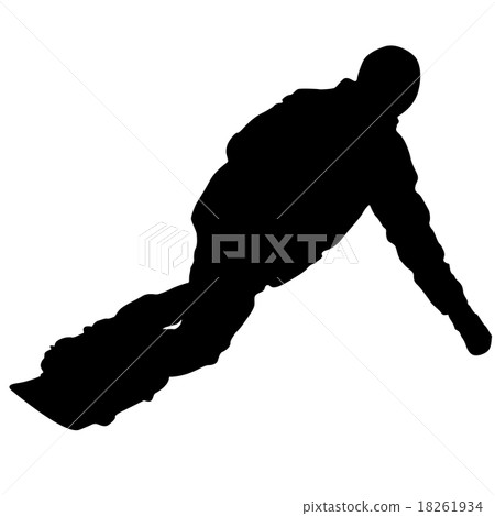 Black silhouettes  snowboarders on white backgroun 18261934