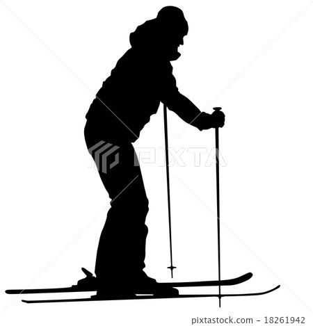 Mountain skier  speeding down slope. Vector sport 18261942