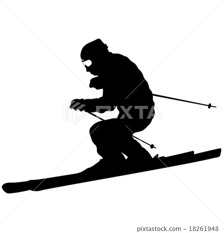 Mountain skier  speeding down slope. Vector sport 18261948