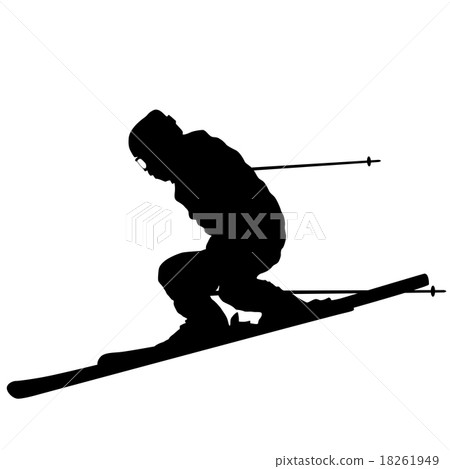 Mountain skier  speeding down slope. Vector spor 18261949