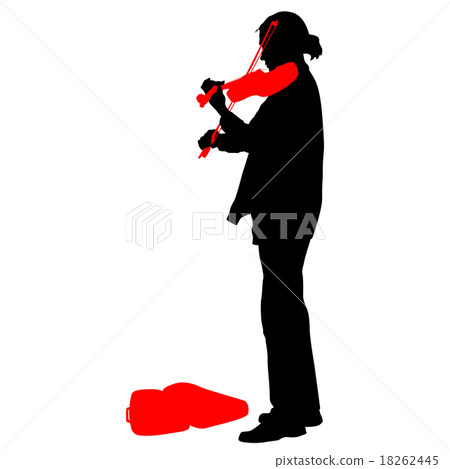 Silhouette street violinist on white background.  18262445