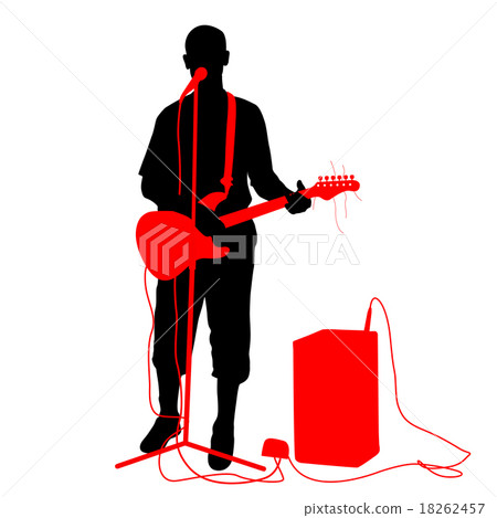 Silhouette musician plays the guitar. Vector  18262457