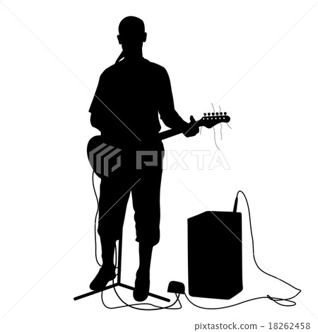 Silhouette musician plays the guitar. Vector . 18262458