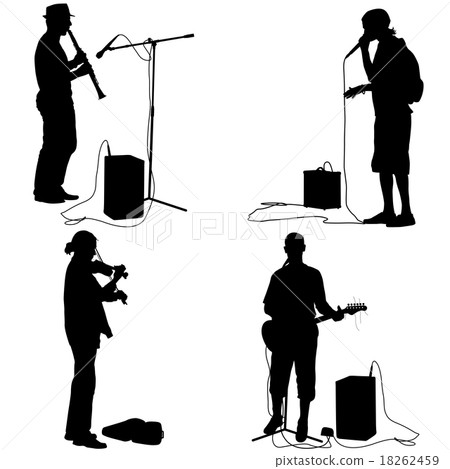 Set  silhouettes  musicians playing musical  18262459