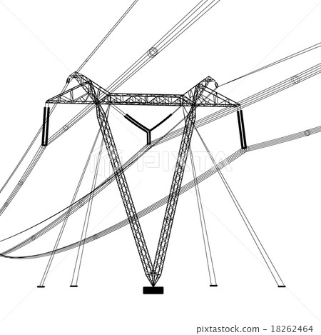 Silhouette of high voltage power lines. Vector . Silhouette of high voltage power lines. Vector . 18262464