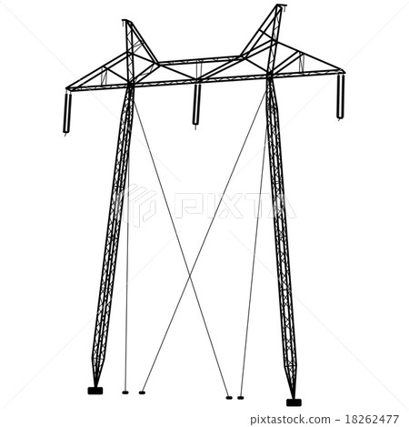 Silhouette of high voltage power lines. Vector . Silhouette of high voltage power lines. Vector . 18262477