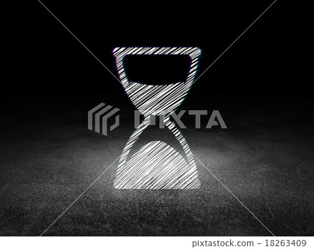 Time concept: Hourglass in grunge dark room Time concept: Hourglass in grunge dark room 18263409