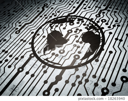 Science concept: circuit board with Globe 18263940