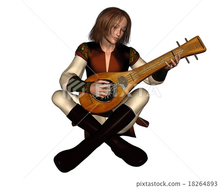 Young Medieval Minstrel with Lute 18264893