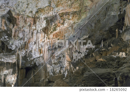 Cave inside with stalactites and stalagmites 18265092