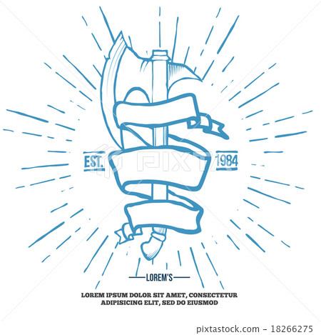 Battle Axe with Ribbon isolated on white 18266275