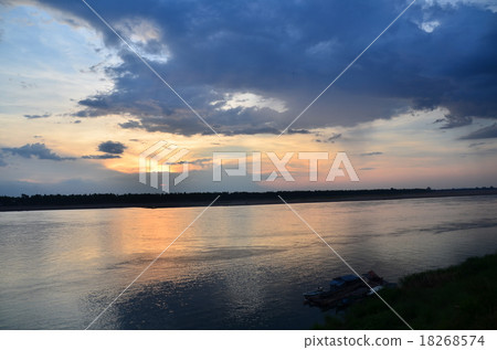 Cambodia Krat Mekong River and sunset 18268574