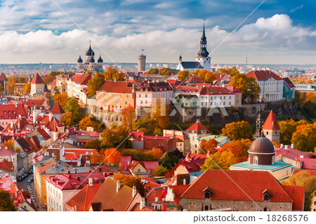 Aerial view old town, Tallinn, Estonia 18268576