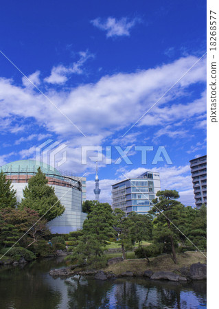 舊安田花園的池塘和兩國的街道 舊安田花園的池塘和兩國的街道 18268577