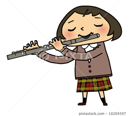 Girls blowing a flute 18269397