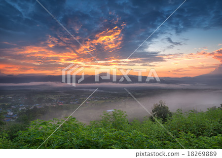 Sea of mist and sunrise at yun lai view point ,pai Sea of mist and sunrise at yun lai view point ,pai 18269889