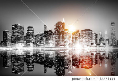Building Skyscraper Panoramic Night New York City Concept 18271434