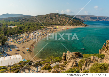 Vai palmtrees  beach at Crete island in Greece 18272151
