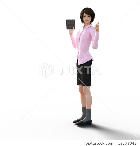 Young woman using tablet perming 3DCG illustration material Young woman using tablet perming 3DCG illustration material 18273042