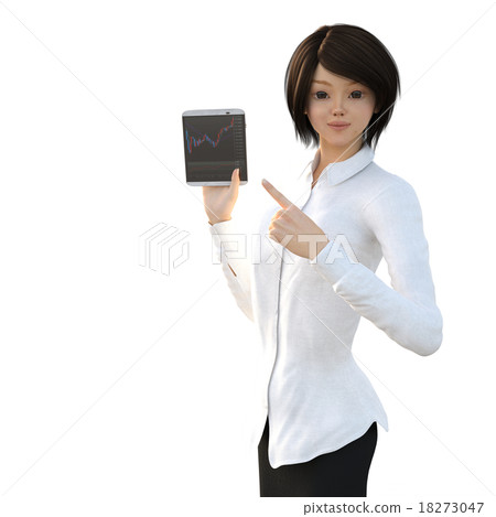 使用片劑的少婦形成3DCG例證材料 18273047