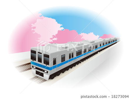 Spring train illustration (with background A) 18273094