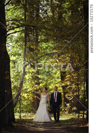 summer wedding photo of bride and groom 18273578