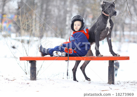 little boy with a big black dog breed little boy with a big black dog breed 18273969