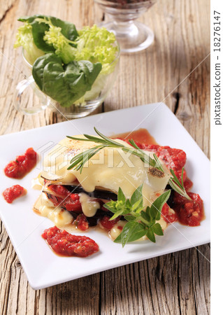 Vegetarian lasagna with tomato chutney 18276147