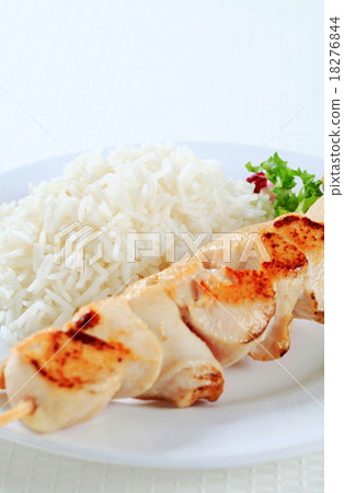 Chicken skewer with rice 18276844